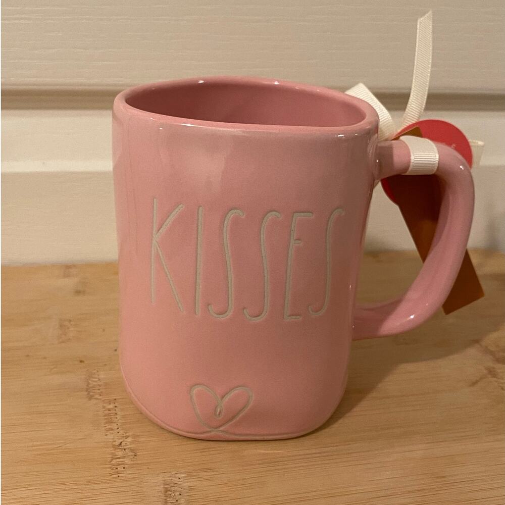Rae Dunn KISSES & HUGS Pink Mug - Double Sided